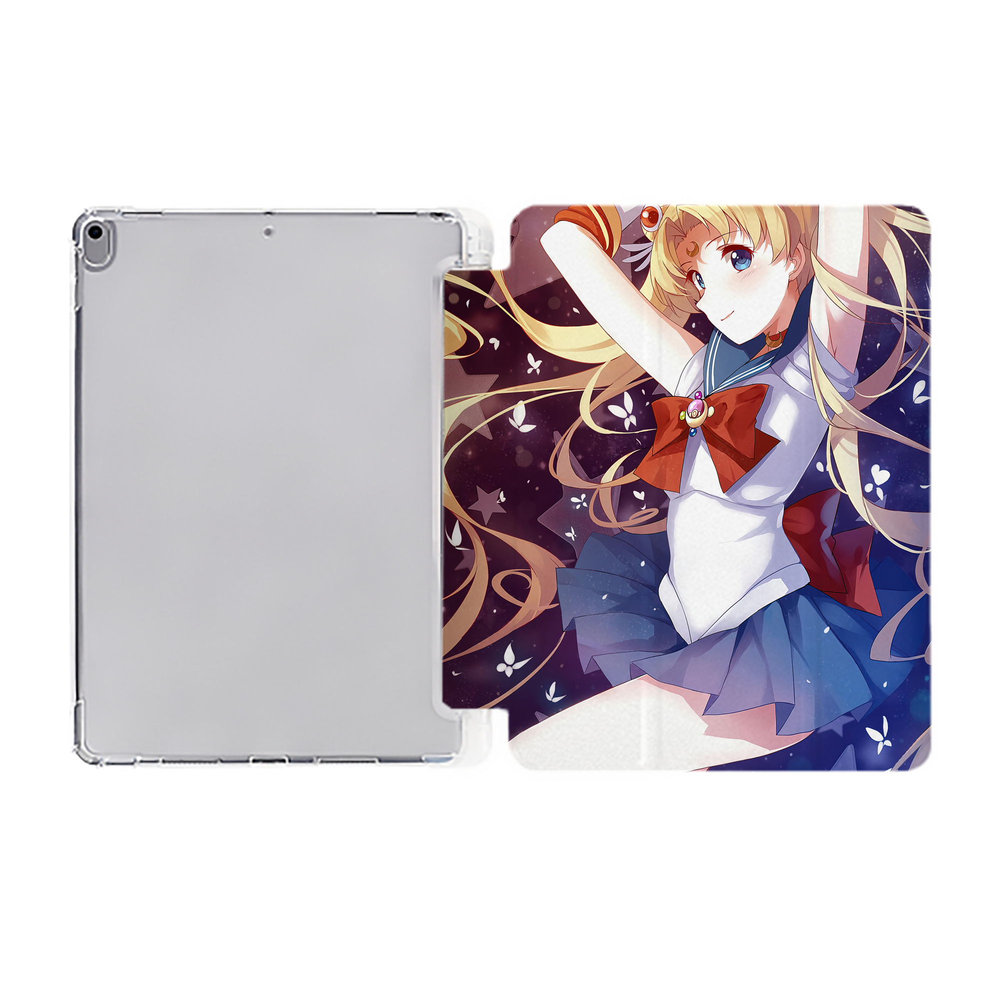 （画像用） 美少女戦士セーラームーン Sailor Moon IPad ケース ペン収納付き 三つ折りスタンド PUレザー×シリコン 対応機種9.5/10.5/10.9インチ
